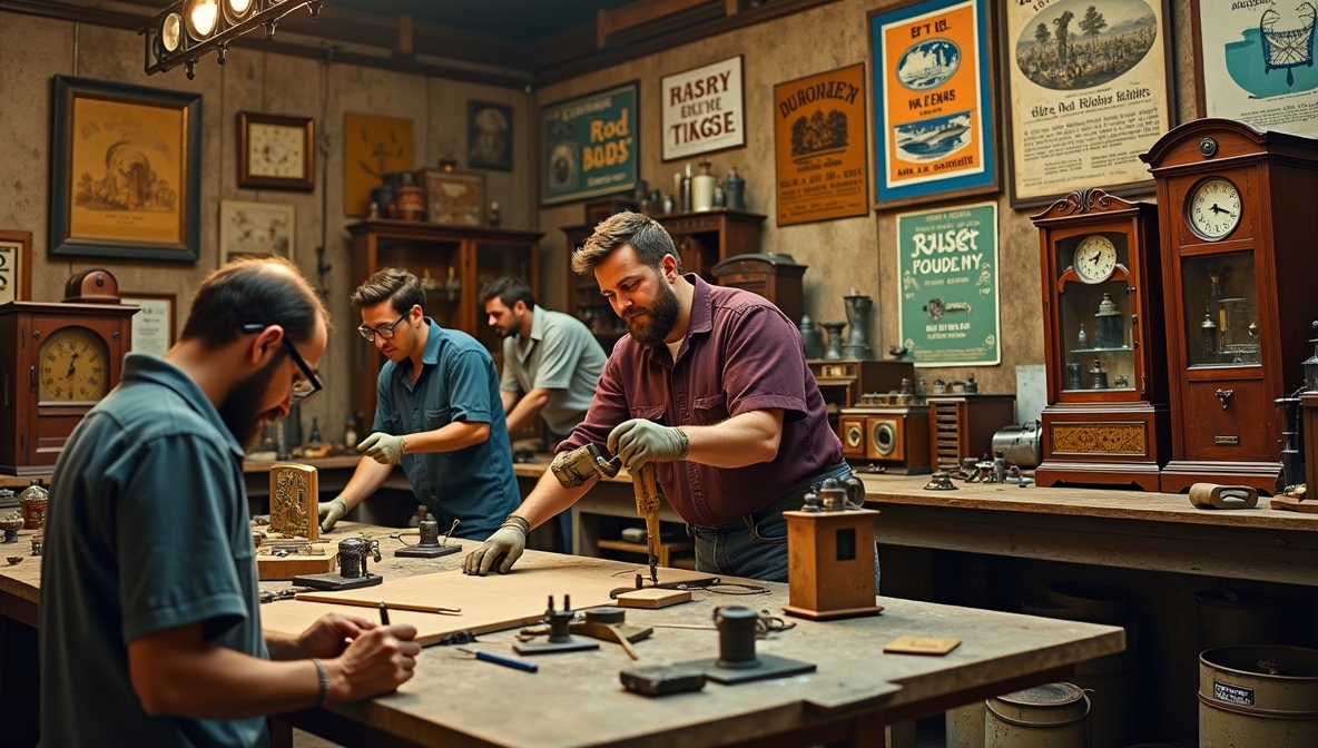 Restoration workshop with vintage items